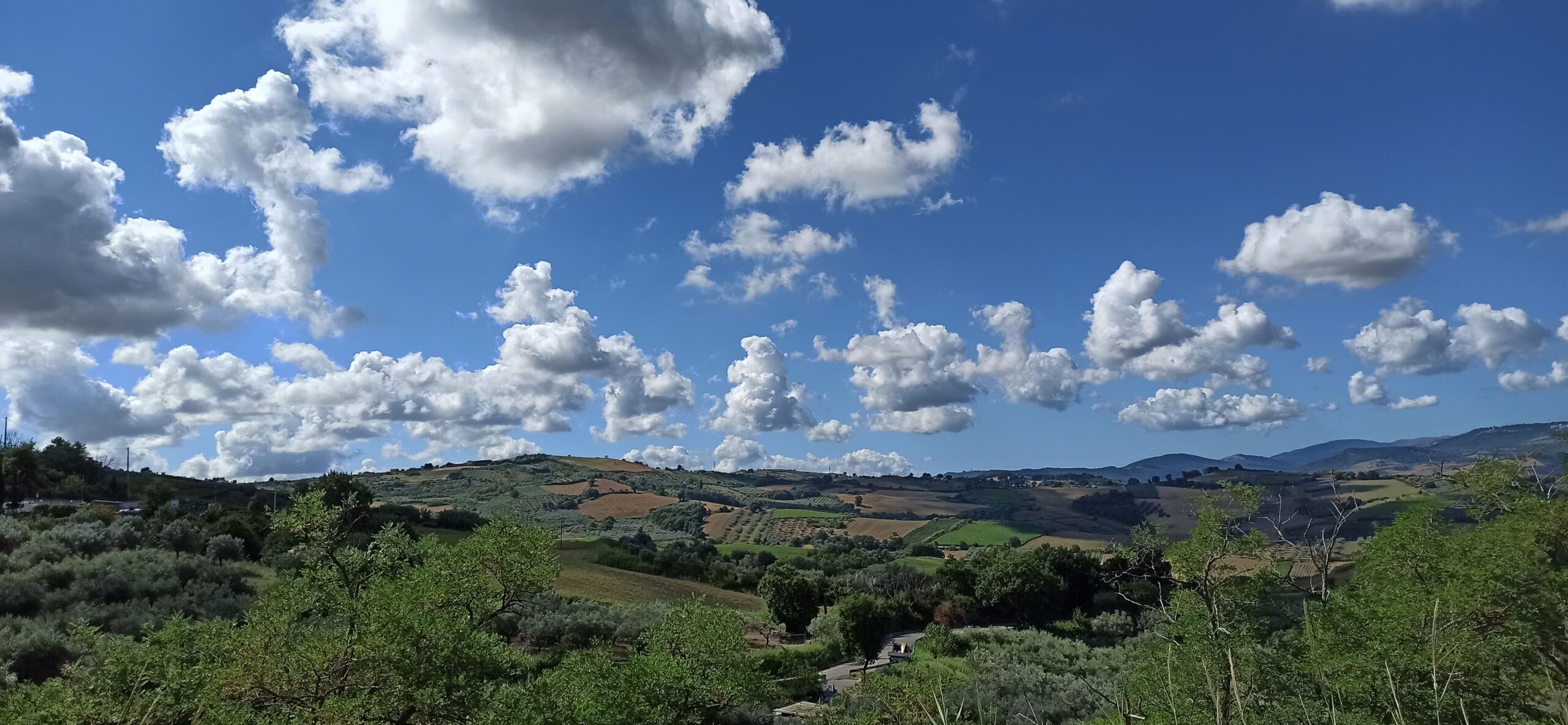 Panorama sulla valle dal giardino del B&B vegan Bel Campà in Abruzzo